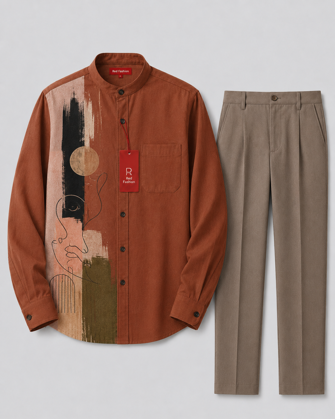 Red Fashion fresh native men outfit